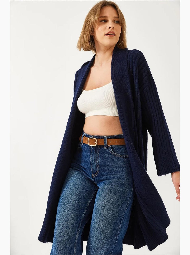 Cardigan in maglia a coste dal taglio ampio lucci Blu marino - Kiabi