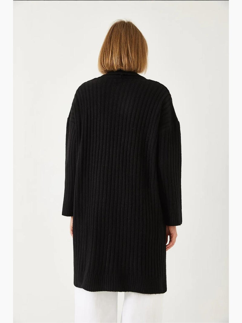 Cardigan in maglia a coste dal taglio ampio lucci Nero - Kiabi
