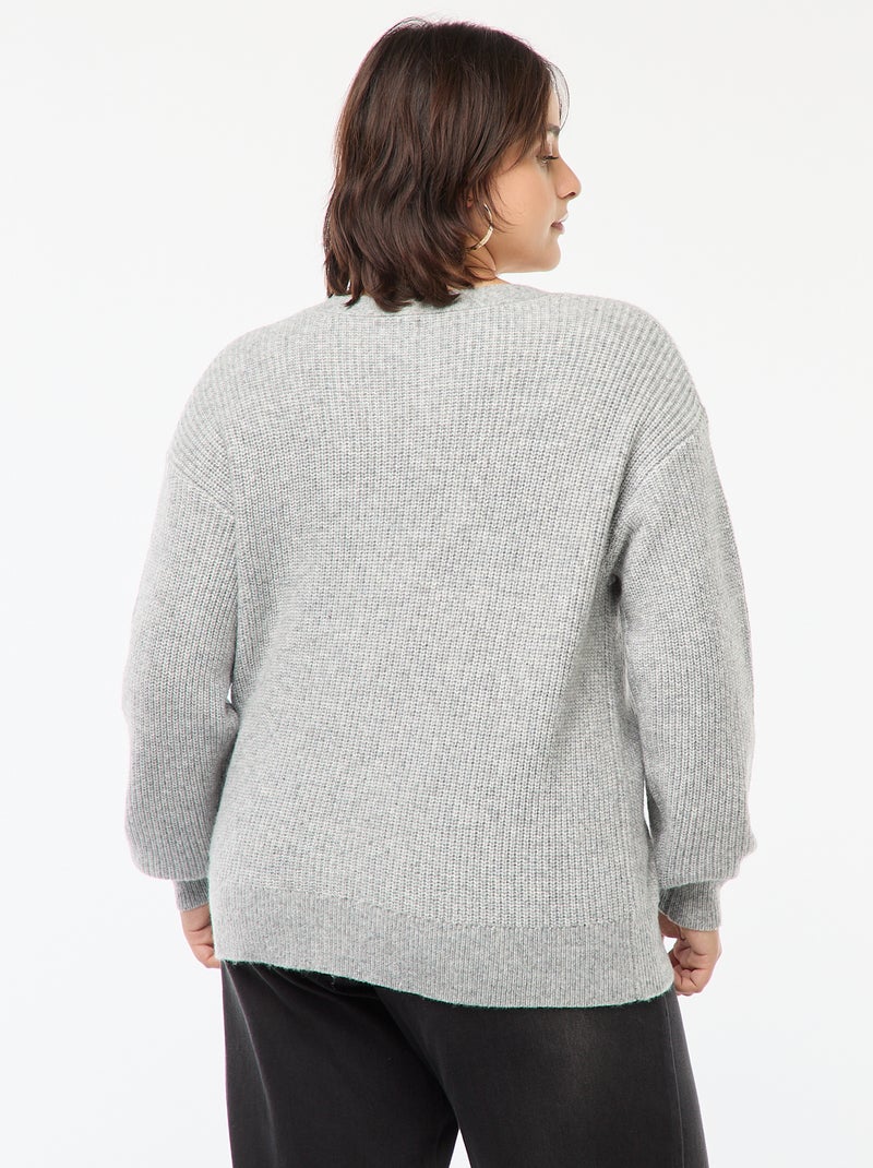 Cardigan in maglia a coste Grigio - Kiabi
