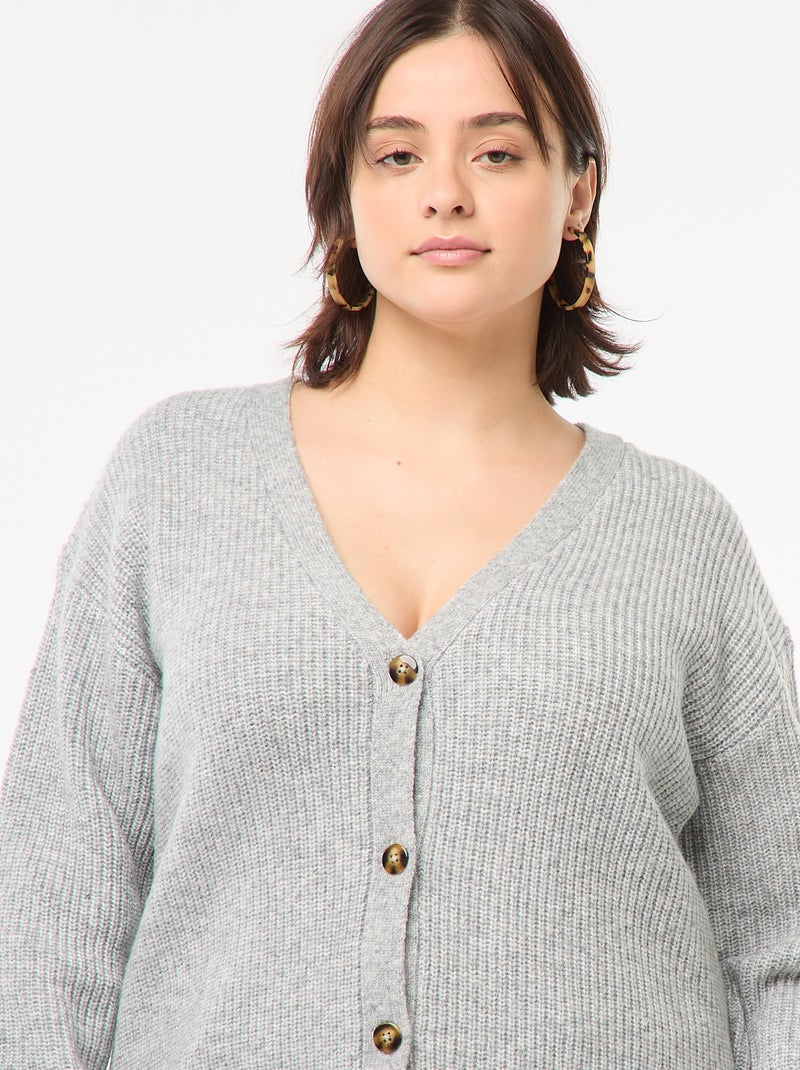 Cardigan in maglia a coste Grigio - Kiabi