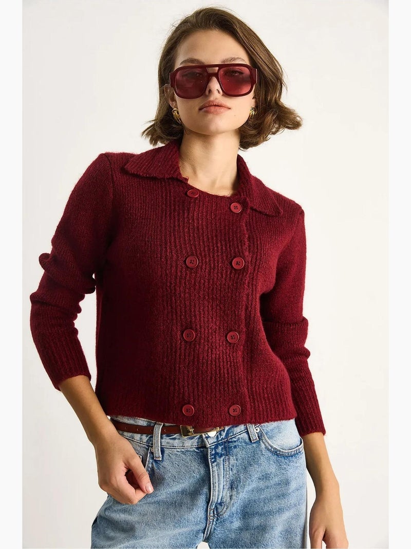 Cardigan in maglia a coste lucci Rosso bordeaux - Kiabi