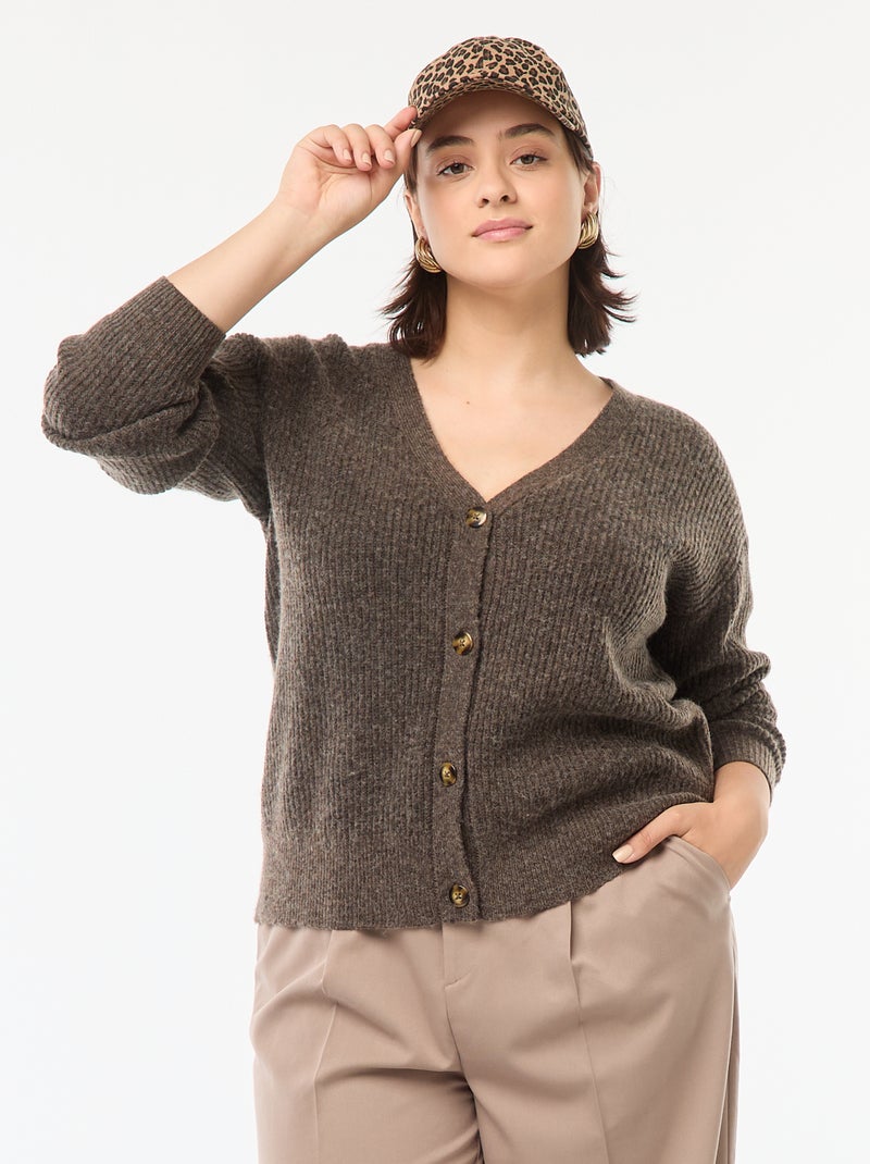 Cardigan in maglia a coste Marrone - Kiabi