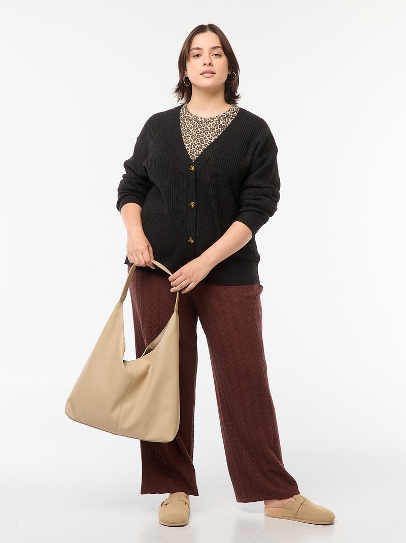 Cardigan in maglia a coste nero - Kiabi