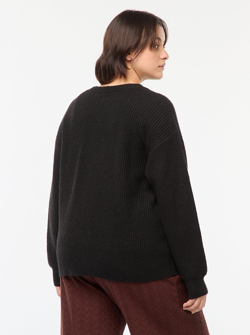 Cardigan in maglia a coste nero - Kiabi