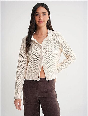 Cardigan in maglia a coste testurizzata con bottoni mixray