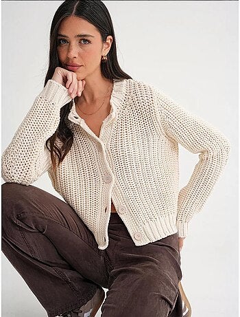 Cardigan in maglia a coste testurizzata con bottoni mixray