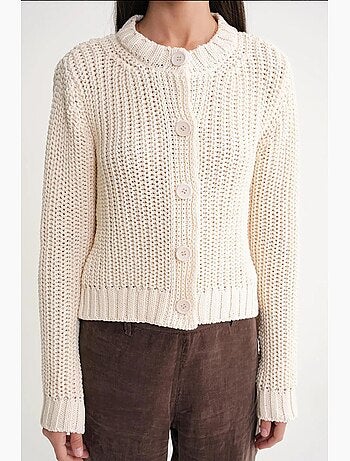 Cardigan in maglia a coste testurizzata con bottoni mixray