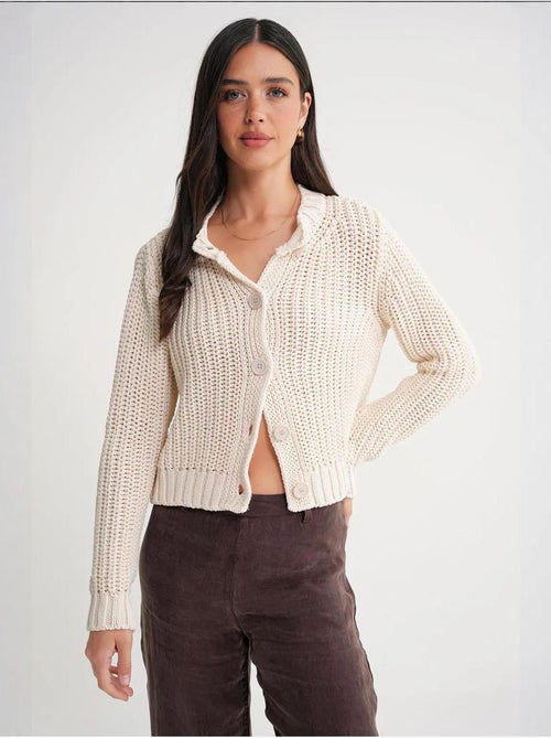 Cardigan in maglia a coste testurizzata con bottoni mixray - Kiabi Cardigan in maglia a coste testurizzata con bottoni mixray - Kiabi