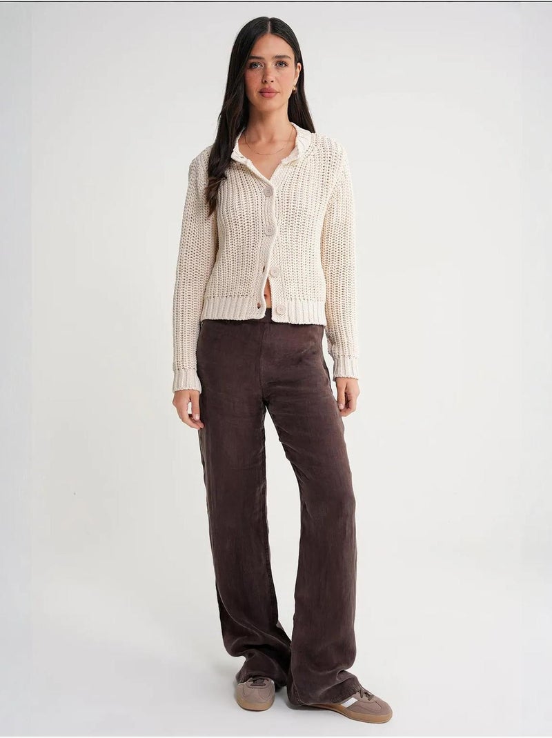 Cardigan in maglia a coste testurizzata con bottoni mixray Avorio - Kiabi