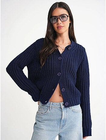 Cardigan in maglia a coste testurizzata con bottoni mixray