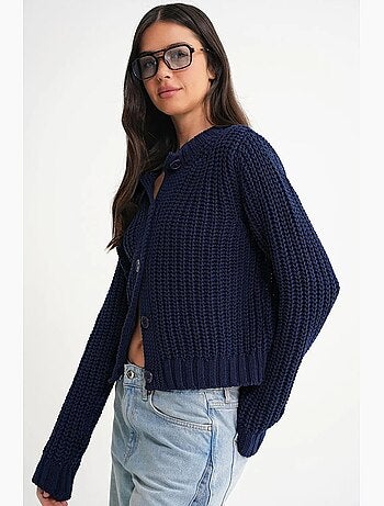Cardigan in maglia a coste testurizzata con bottoni mixray