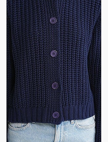 Cardigan in maglia a coste testurizzata con bottoni mixray