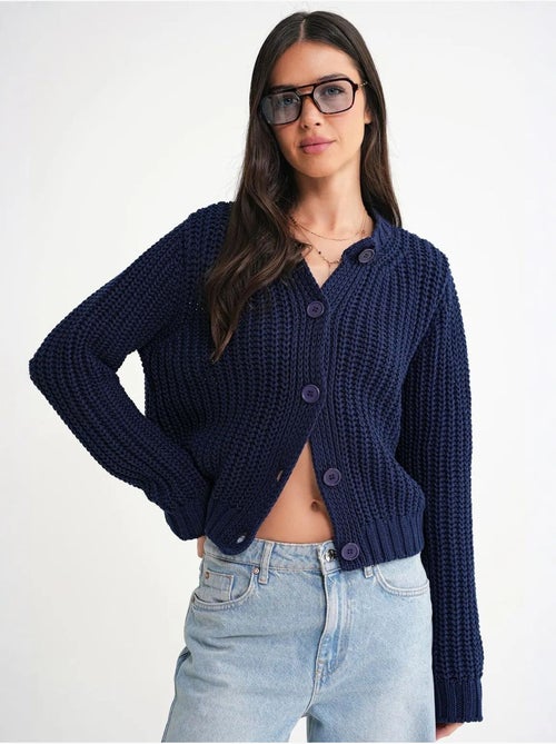 Cardigan in maglia a coste testurizzata con bottoni mixray - Kiabi Cardigan in maglia a coste testurizzata con bottoni mixray - Kiabi