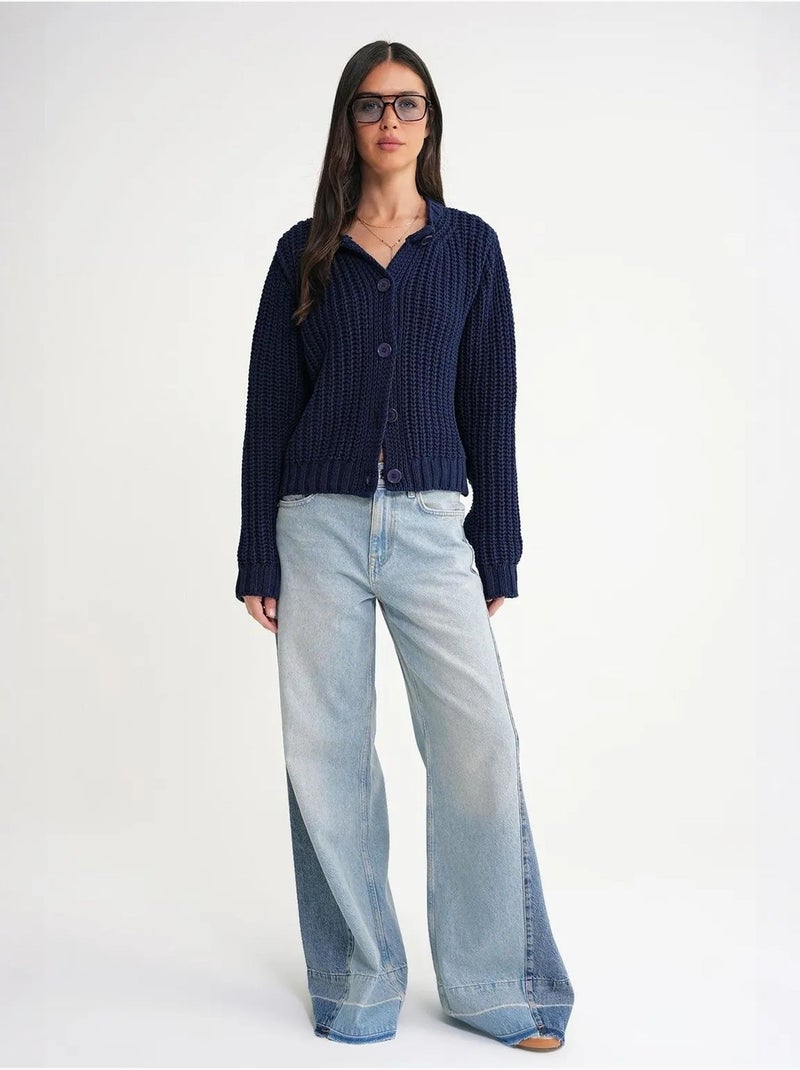 Cardigan in maglia a coste testurizzata con bottoni mixray Blu marino - Kiabi
