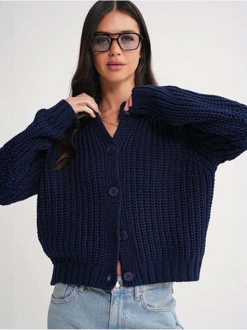 Cardigan in maglia a coste testurizzata con bottoni mixray - Kiabi Cardigan in maglia a coste testurizzata con bottoni mixray - Kiabi