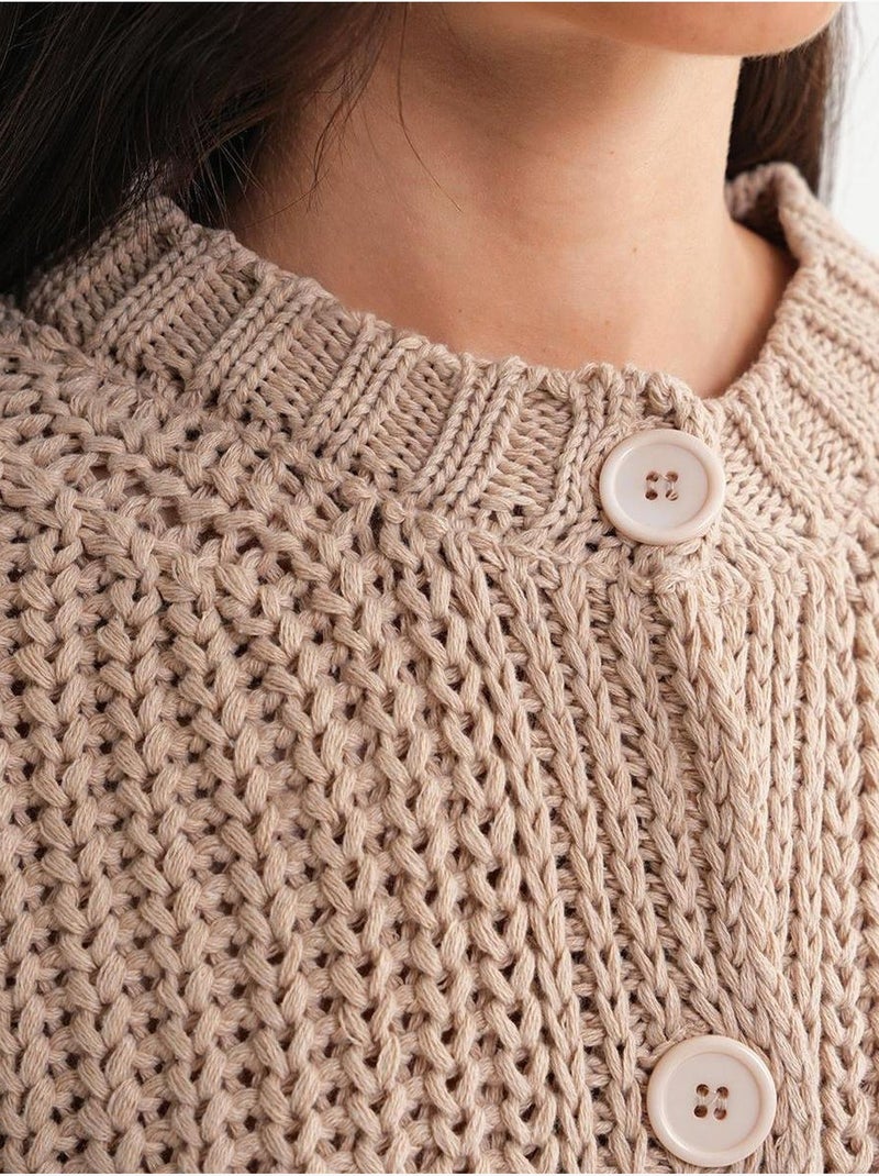 Cardigan in maglia a coste testurizzata con bottoni mixray Grège - Kiabi