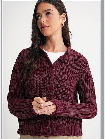 Cardigan in maglia a coste testurizzata con bottoni mixray