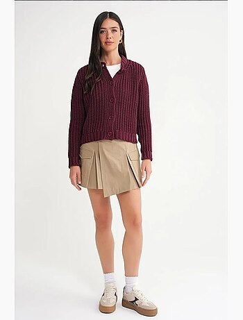 Cardigan in maglia a coste testurizzata con bottoni mixray