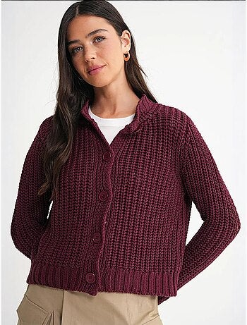 Cardigan in maglia a coste testurizzata con bottoni mixray