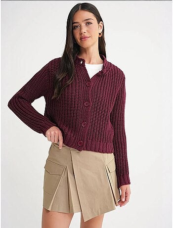 Cardigan in maglia a coste testurizzata con bottoni mixray
