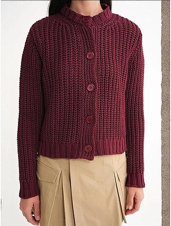 Cardigan in maglia a coste testurizzata con bottoni mixray