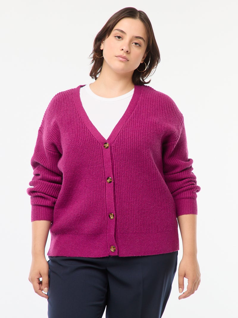 Cardigan in maglia a coste Viola - Kiabi