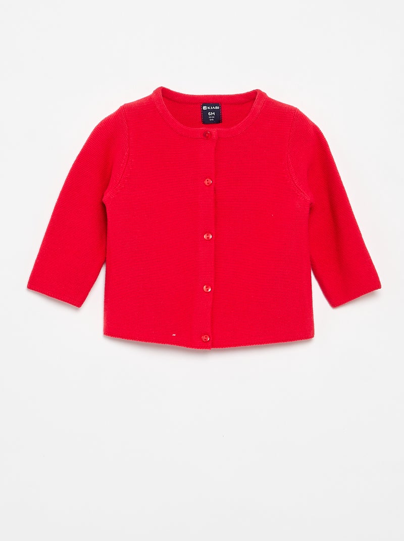 Cardigan in maglia a finezza sottile a tinta unita Rosso - Kiabi