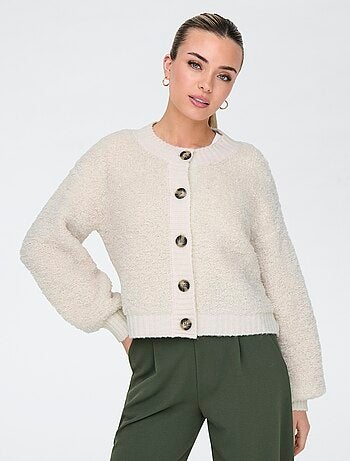 Cardigan in maglia a girocollo tinta unita
