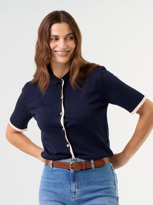 Cardigan in maglia a maniche corte con pizzo - Kiabi