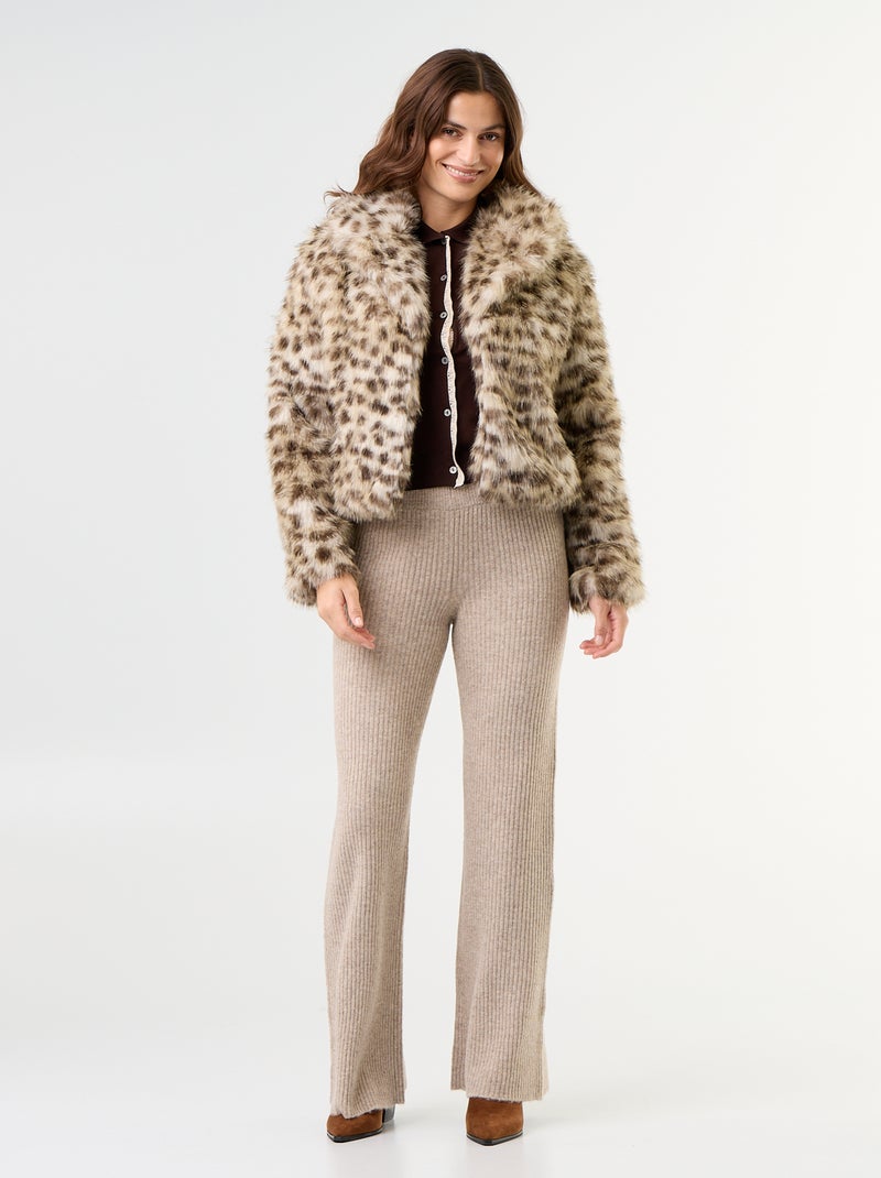 Cardigan in maglia a maniche corte con pizzo Marrone - Kiabi