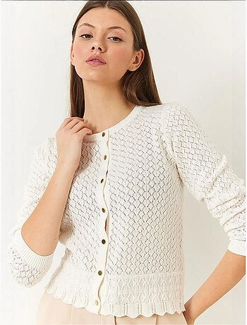 Cardigan in maglia a maniche lunghe con bottoni traforati lucci