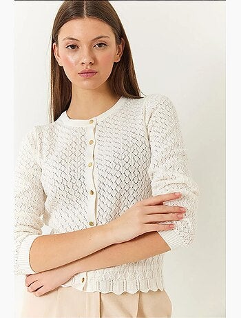 Cardigan in maglia a maniche lunghe con bottoni traforati lucci