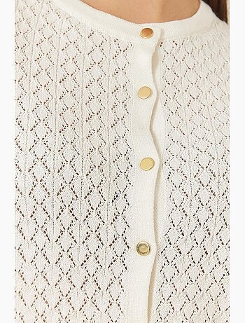 Cardigan in maglia a maniche lunghe con bottoni traforati lucci