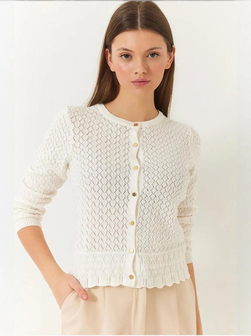 Cardigan in maglia a maniche lunghe con bottoni traforati lucci - Kiabi