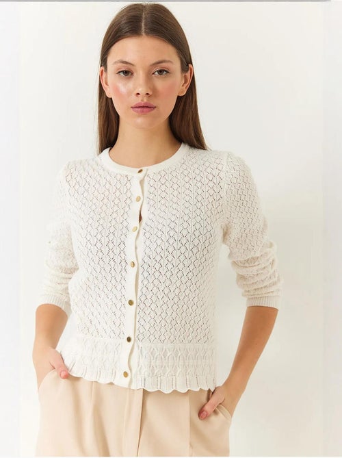 Cardigan in maglia a maniche lunghe con bottoni traforati lucci - Kiabi