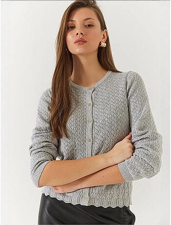 Cardigan in maglia a maniche lunghe con bottoni traforati lucci