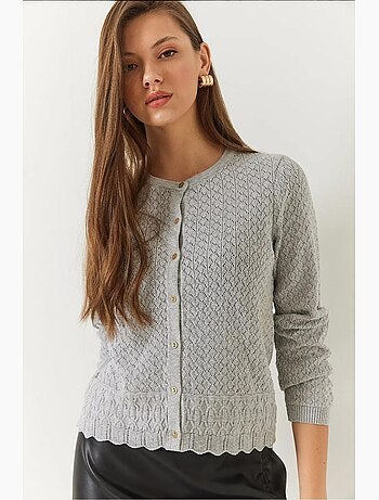 Cardigan in maglia a maniche lunghe con bottoni traforati lucci