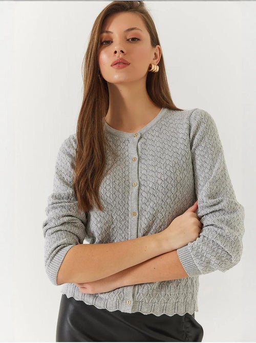 Cardigan in maglia a maniche lunghe con bottoni traforati lucci - Kiabi