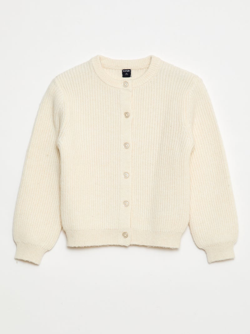Cardigan in maglia a punto grosso tinta unita Beige - Kiabi