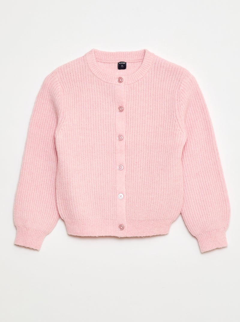 Cardigan in maglia a punto grosso tinta unita Rosa - Kiabi