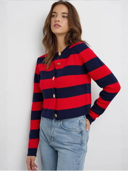 Cardigan in maglia a righe con bottoni hiccup - Kiabi Cardigan in maglia a righe con bottoni hiccup - Kiabi