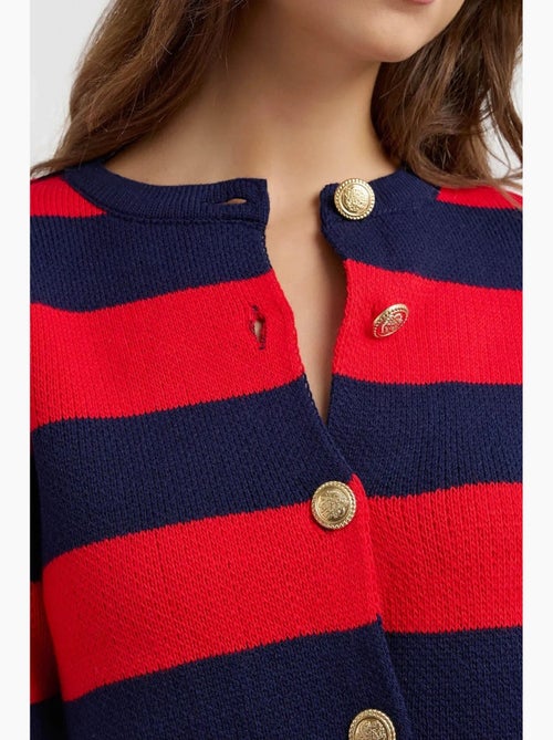 Cardigan in maglia a righe con bottoni hiccup - Kiabi Cardigan in maglia a righe con bottoni hiccup - Kiabi