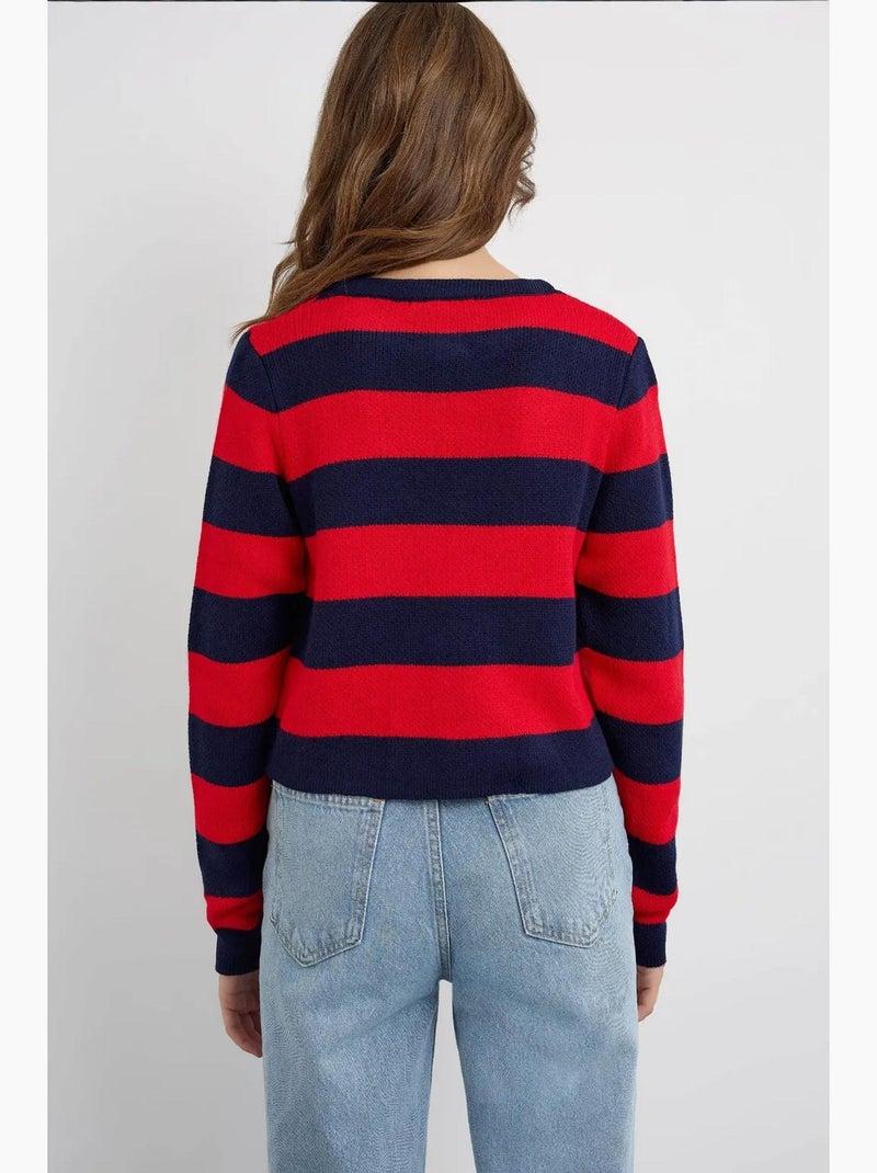 Cardigan in maglia a righe con bottoni hiccup Rosso - Kiabi
