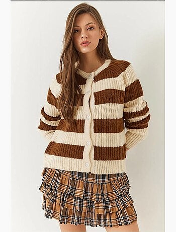 Cardigan in maglia a righe con bottoni lucci