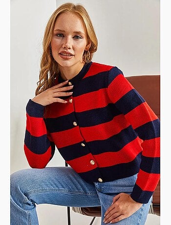 Cardigan in maglia a righe con chiusura a bottoni lucci