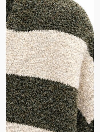 Cardigan in maglia a righe con scollo a v e bottoni sul davanti mixray