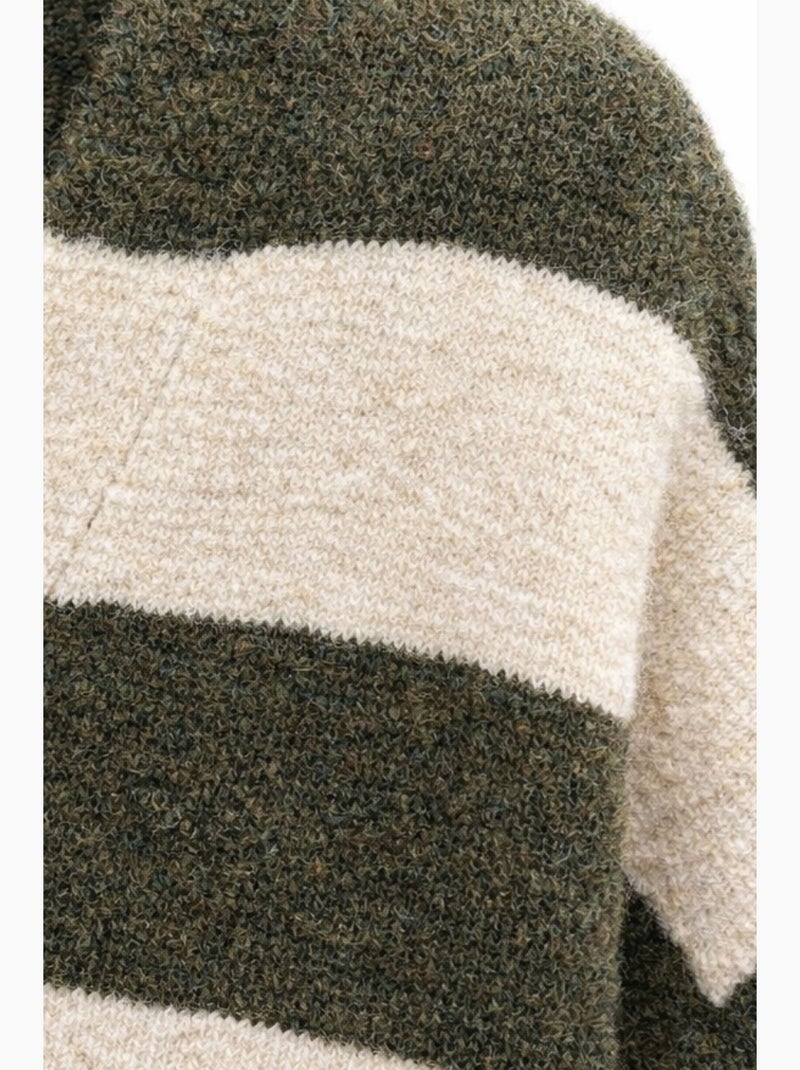 Cardigan in maglia a righe con scollo a v e bottoni sul davanti mixray Cachi - Kiabi