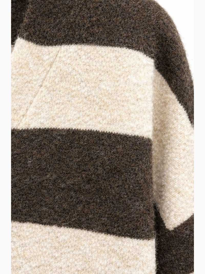 Cardigan in maglia a righe con scollo a v e bottoni sul davanti mixray Marrone cioccolato - Kiabi