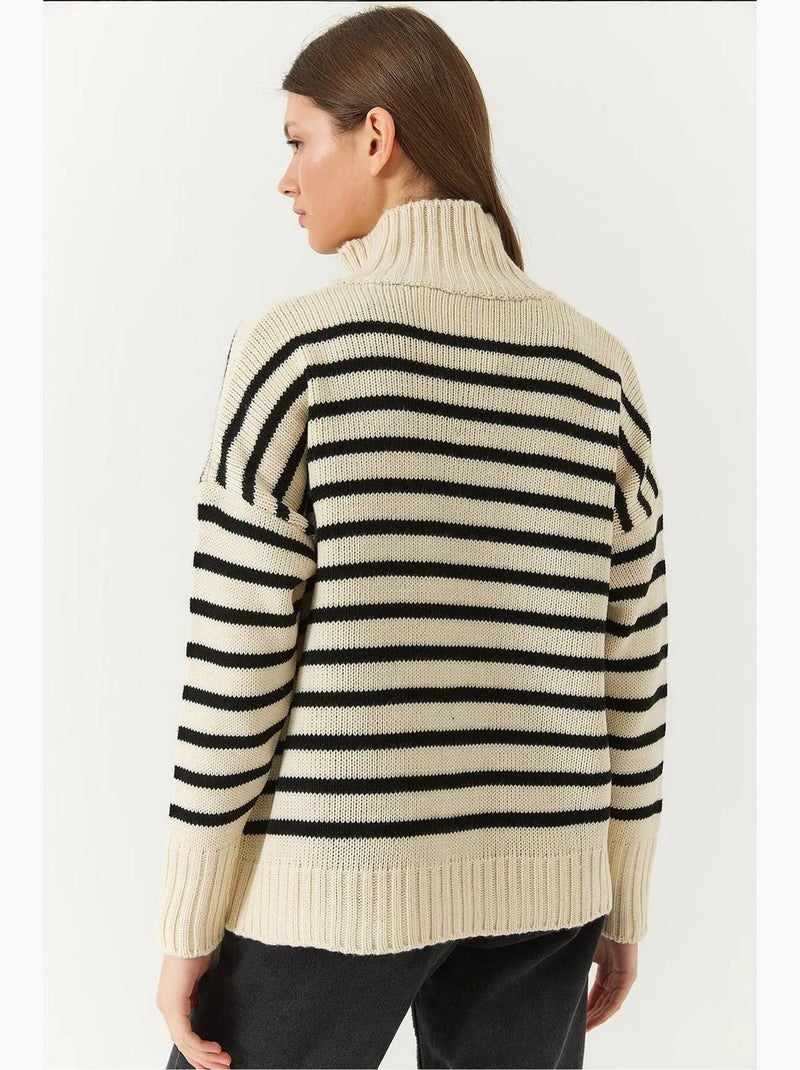 Cardigan in maglia a righe con zip e tasche lucci Nero - Kiabi