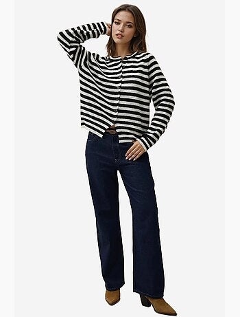 Cardigan in maglia a righe soft touch con girocollo hiccup